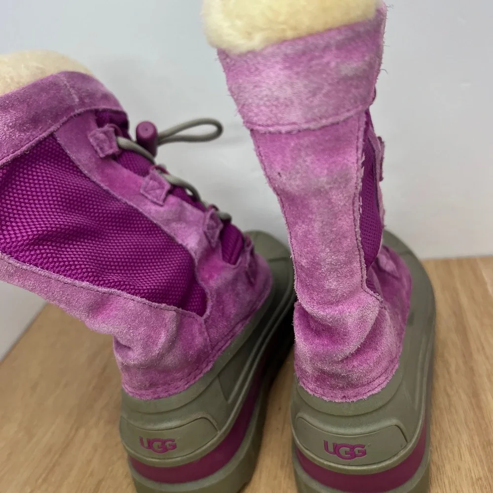 UGG Bobbey 3288 Snow Boots Kids Size 1 Purple Waterproof Shearling Lined Gray